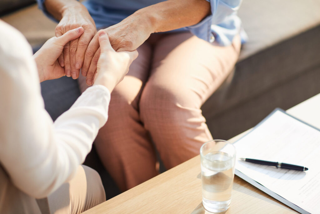 Photo of a home care worker and her client